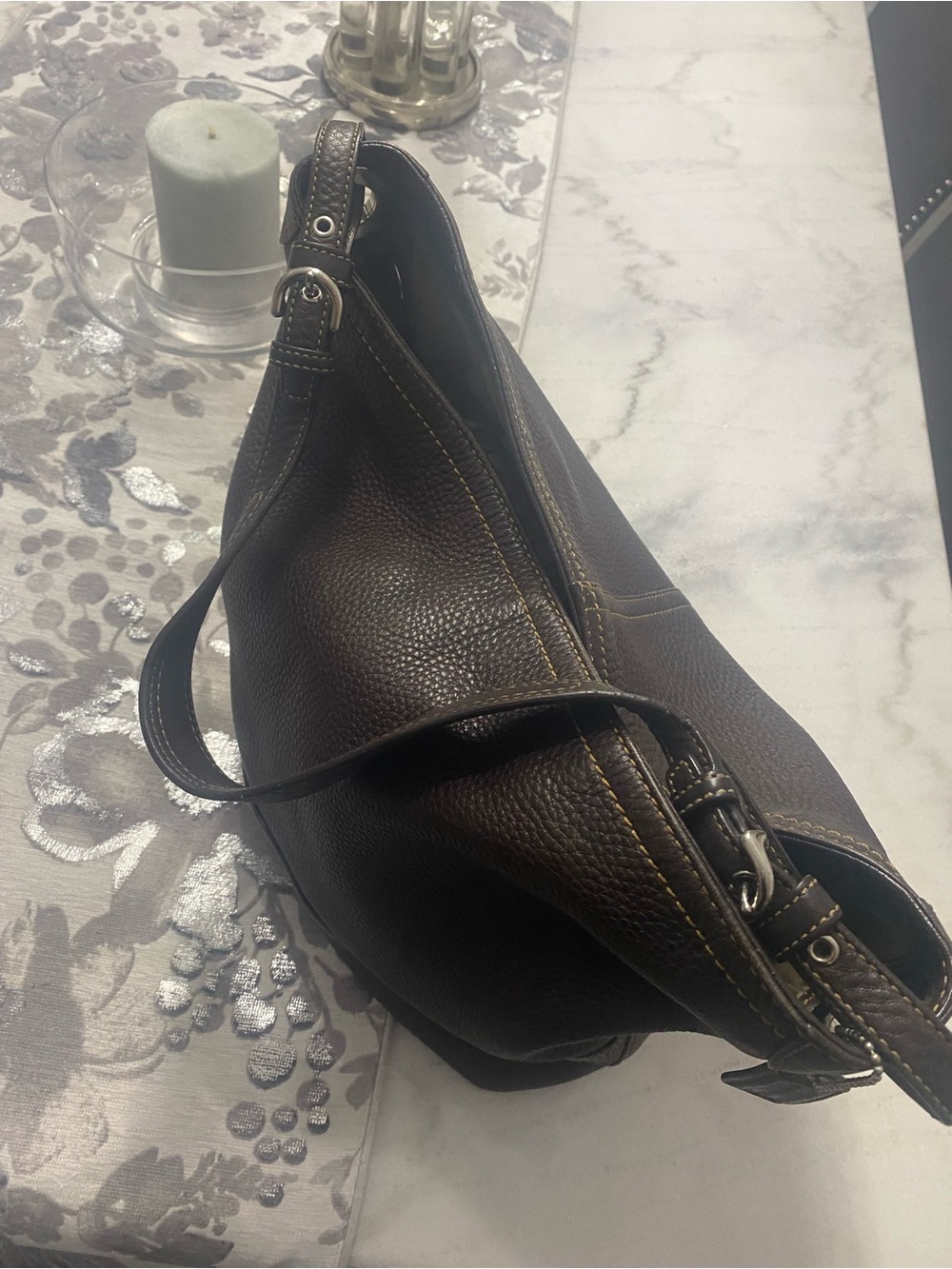 Coach Dark Brown Pebbled Leather Hobo Bag Vintage - Picture 3 of 10